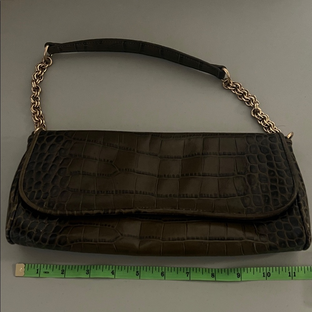 Ann Taylor Croc-Embossed Chain Shoulder Bag - Picture 4 of 7